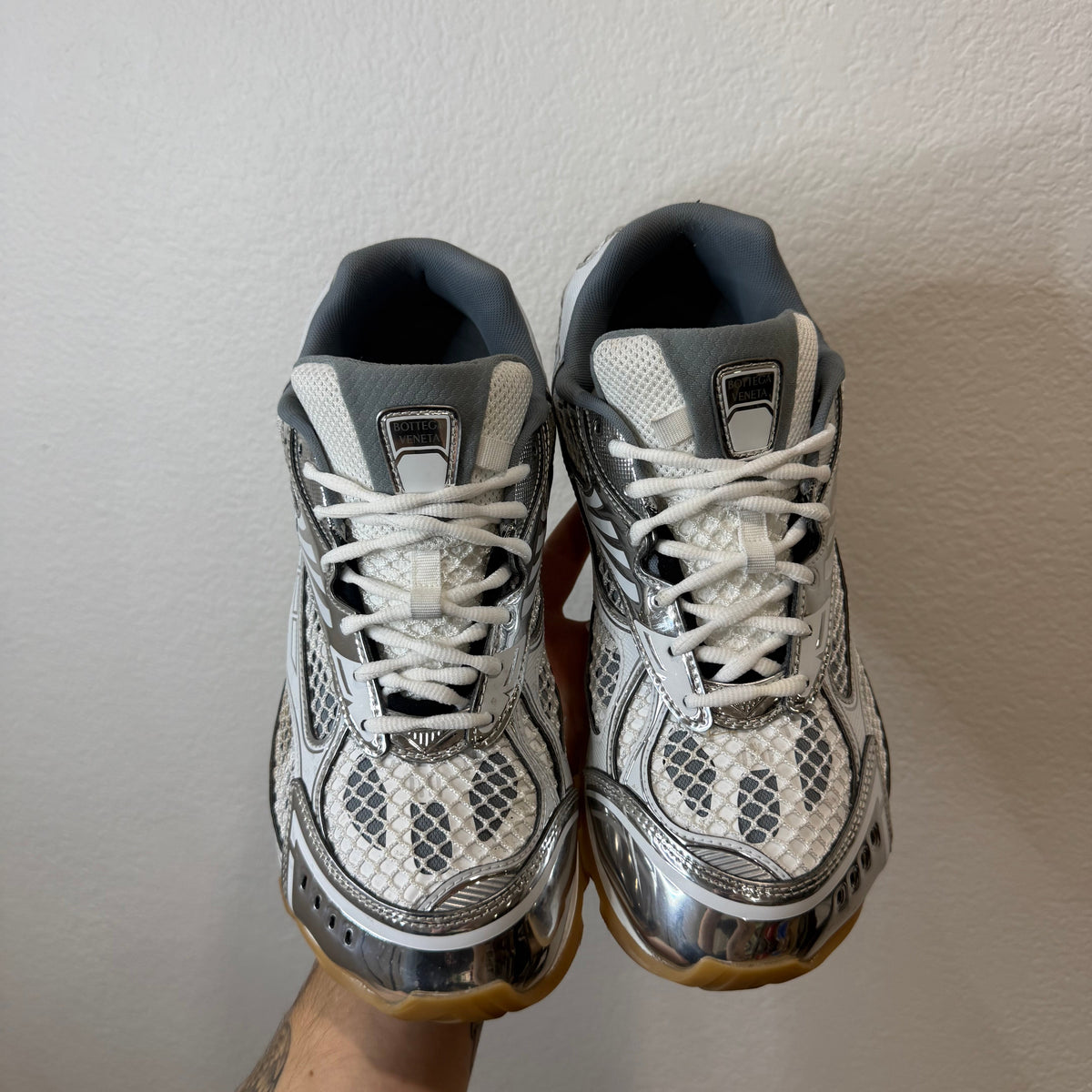 Bottega Veneta Silver Orbit Sneakers - Size 45 (12)