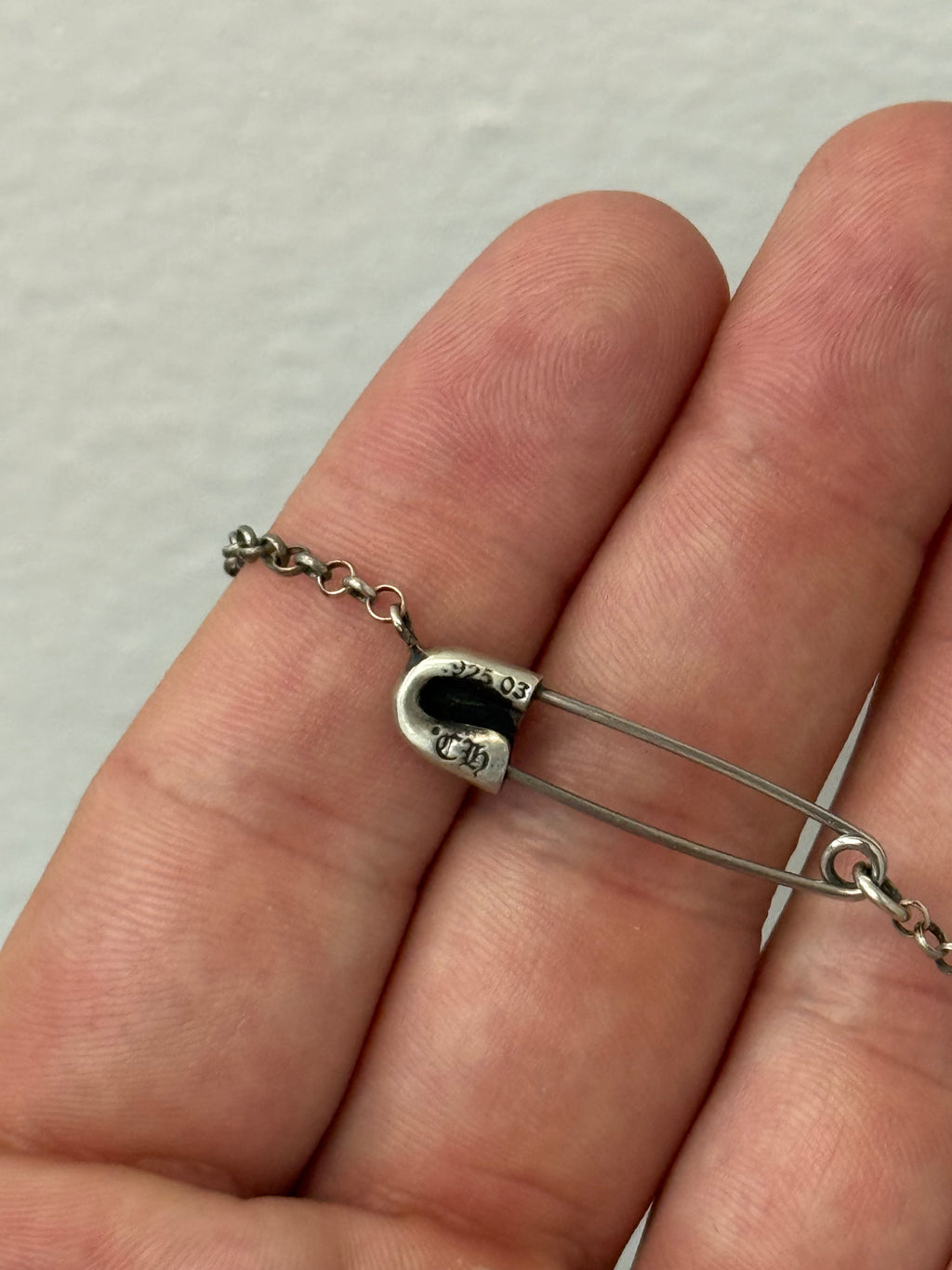 Chrome Hearts Large Diamond Safety Pin Necklace