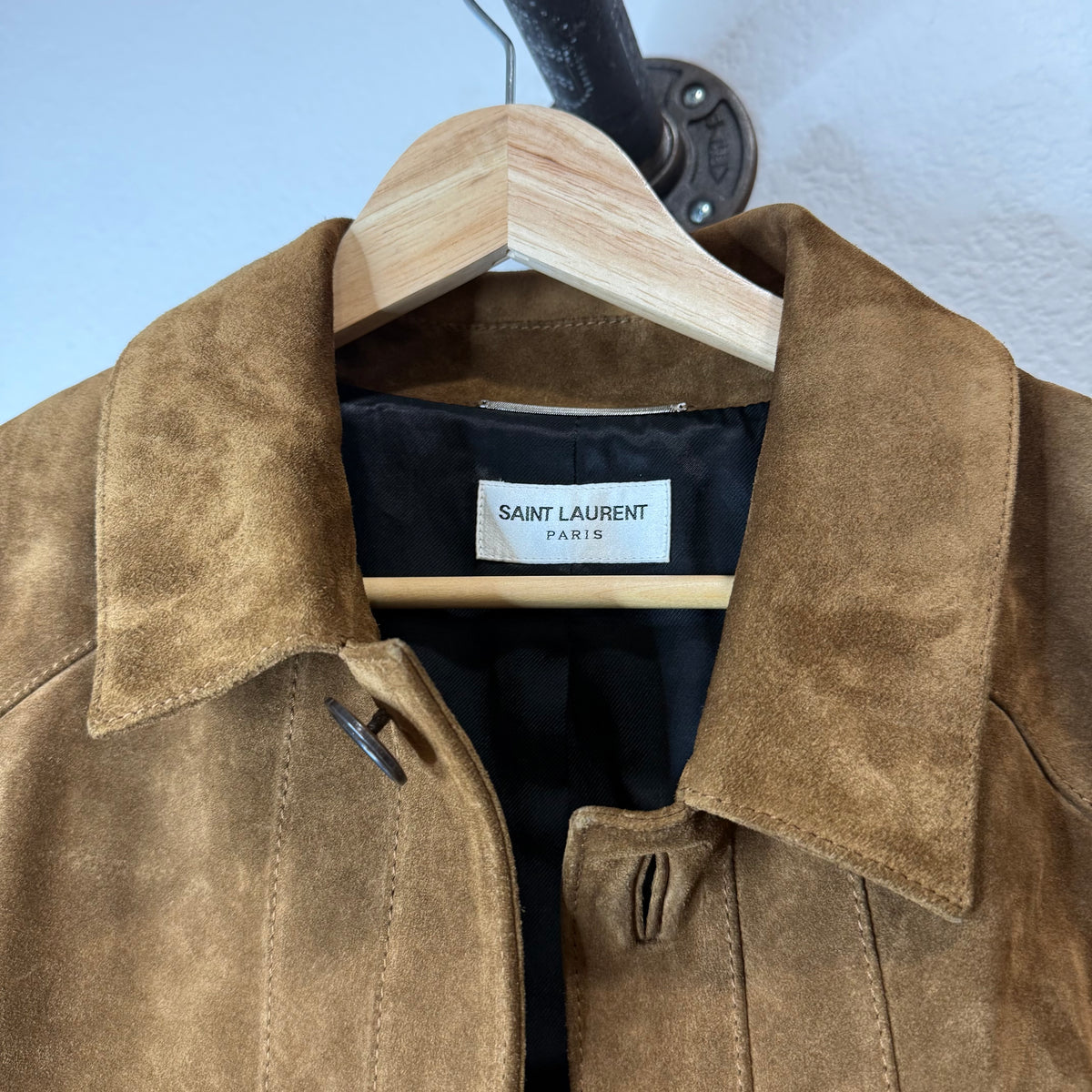 Saint Laurent Suede Cashmere Brown Button Jacket - Size 52 (Fits M)