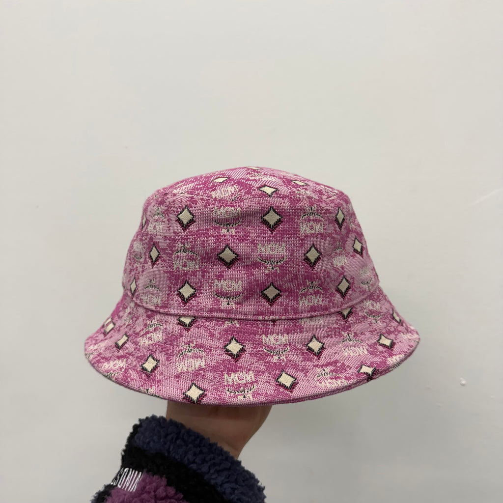 MCM Monogram Pink Bucket Hat