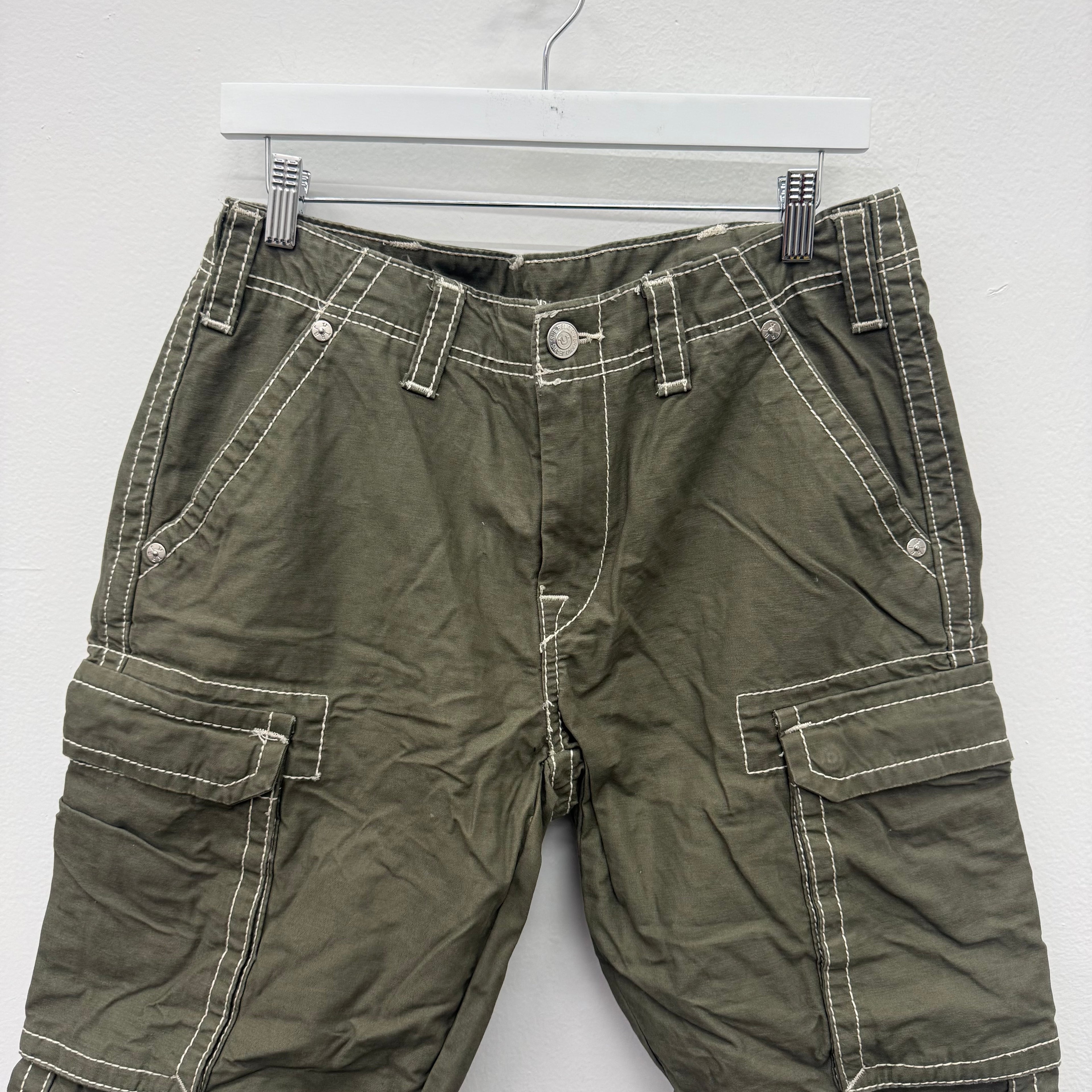 True Religion Olive Cargo Shorts - Size 30