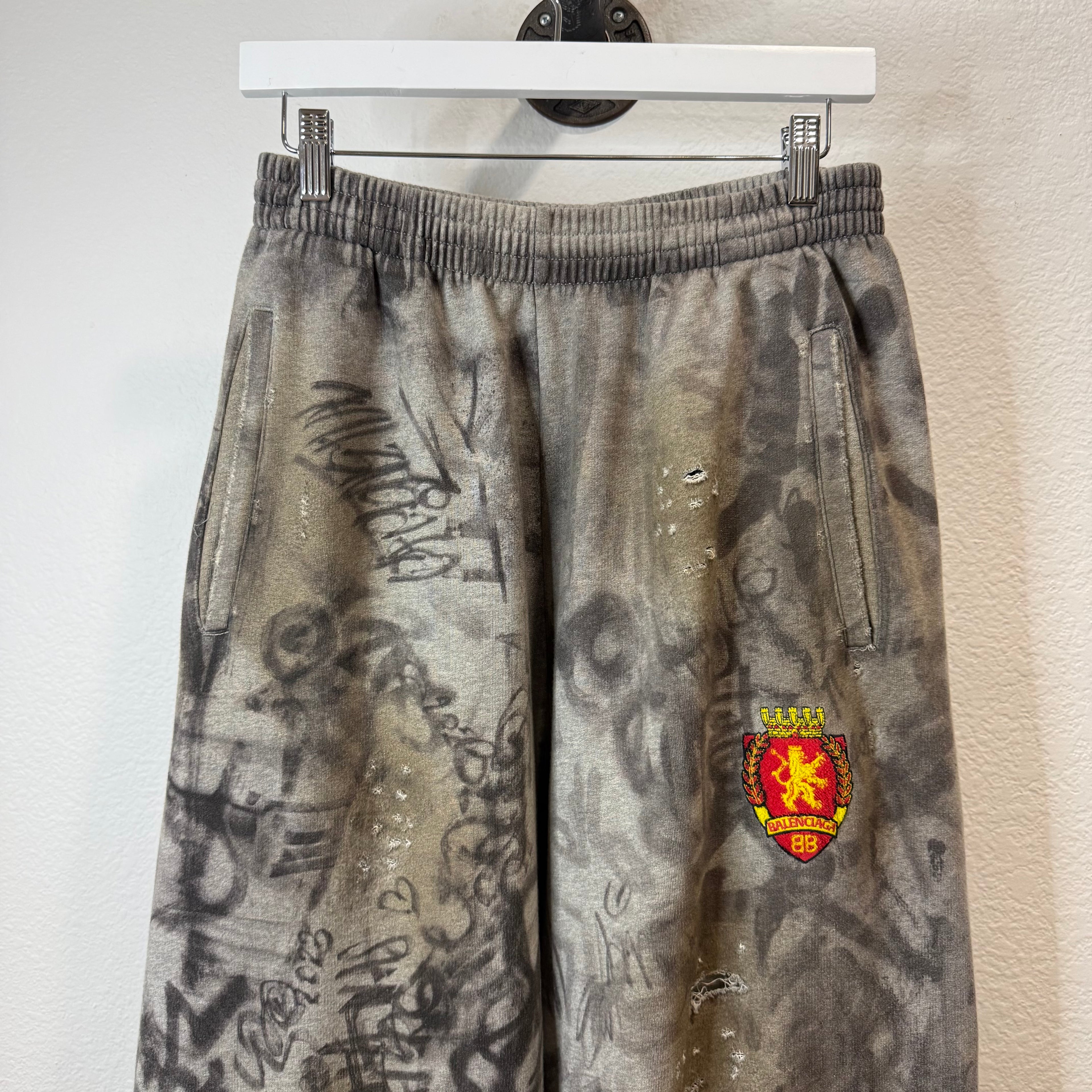 Balenciaga Gray Skater Grafitti Sweatpants - Size XS (30-32)