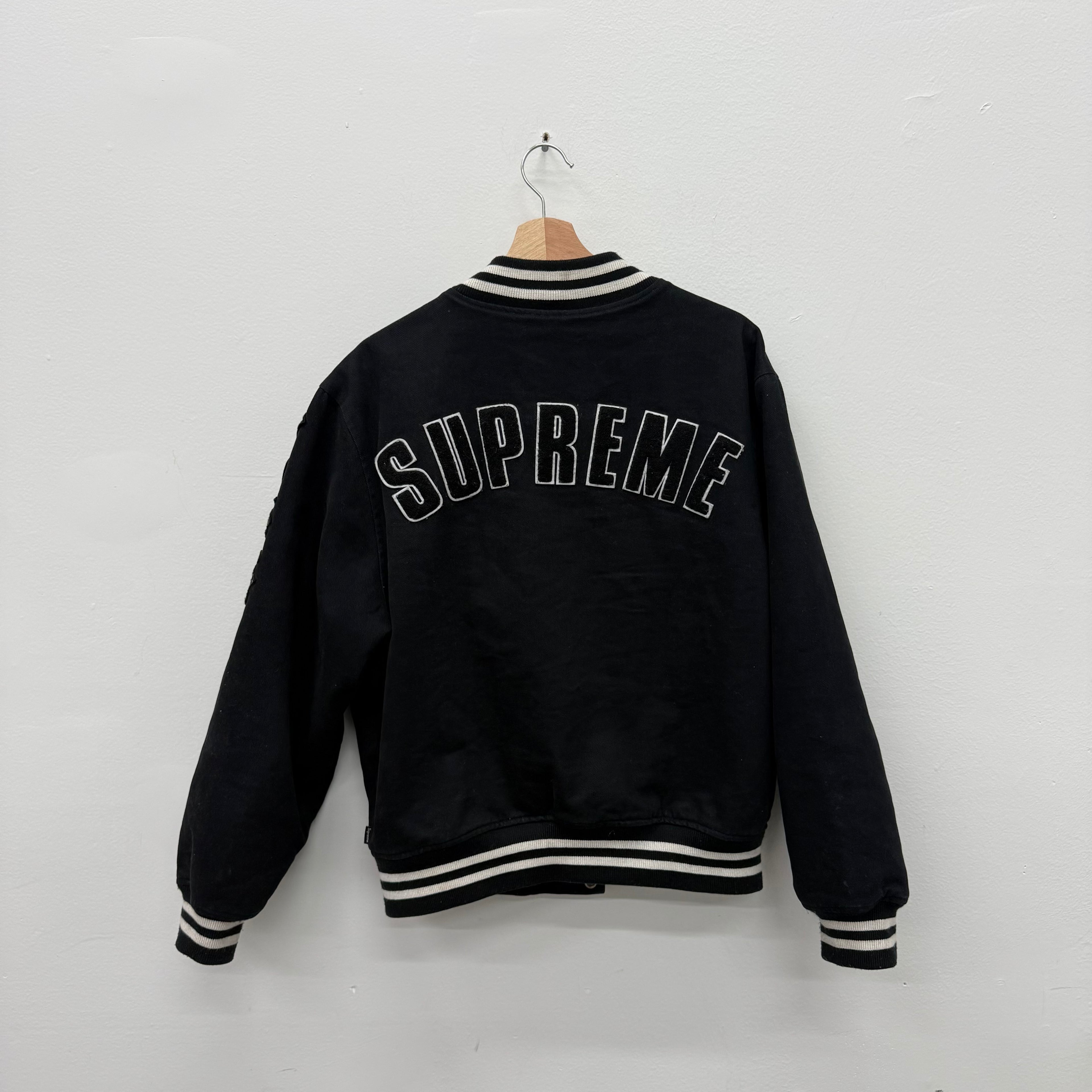 Supreme MLB New Era Black Patch Jacket - Size M