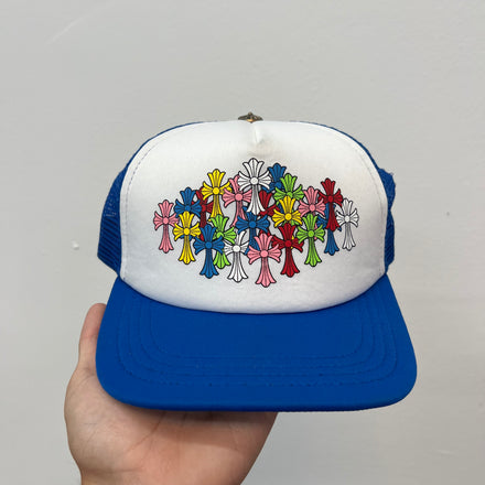 Chrome Hearts Blue Multi Cross Trucker Hat