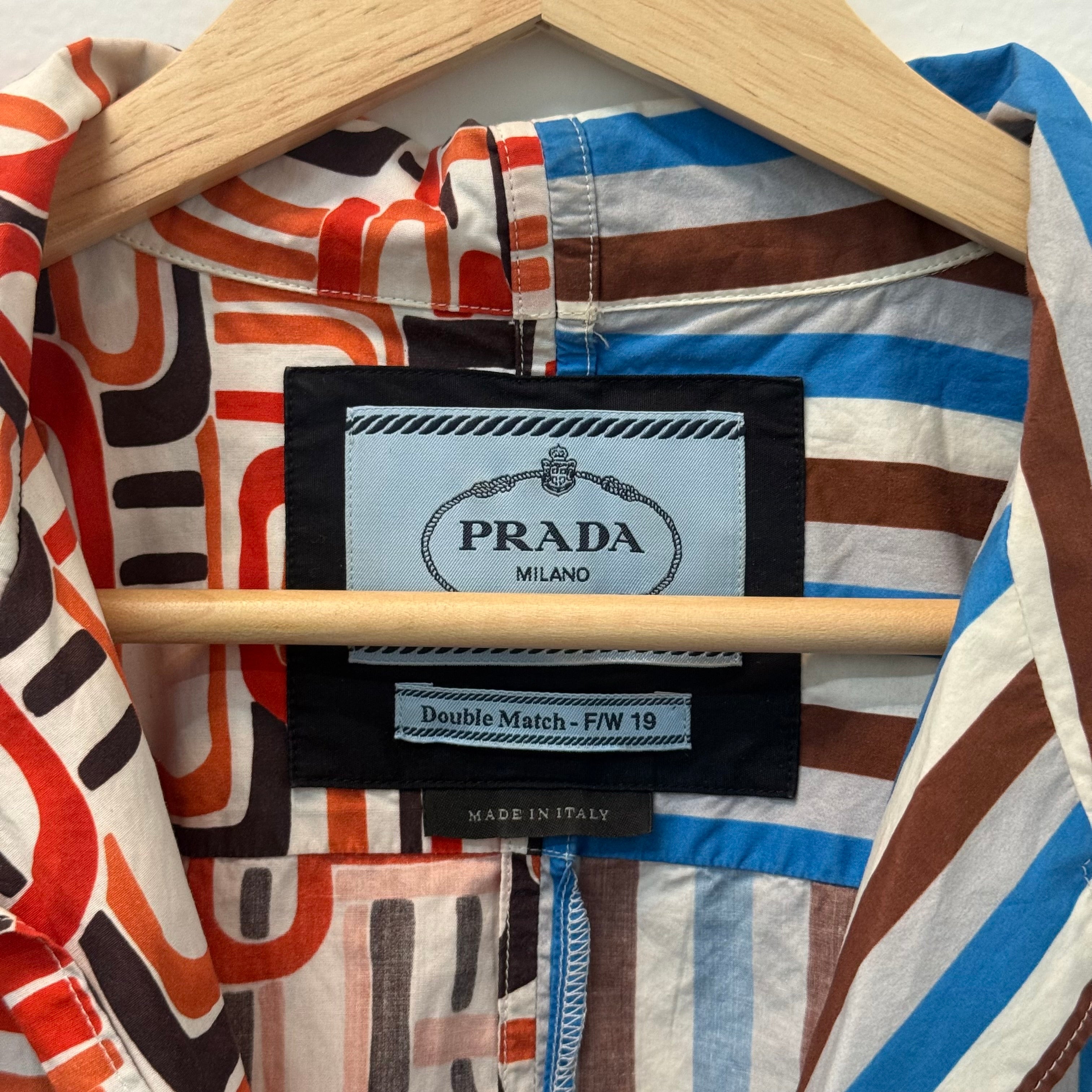 Prada Split Flame Double Match Bowling Shirt - Size XXL