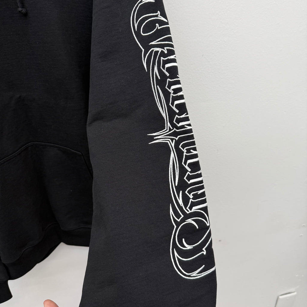 Vetements Black Oversized Embroidered Metal Sleeve Hoodie - Size M