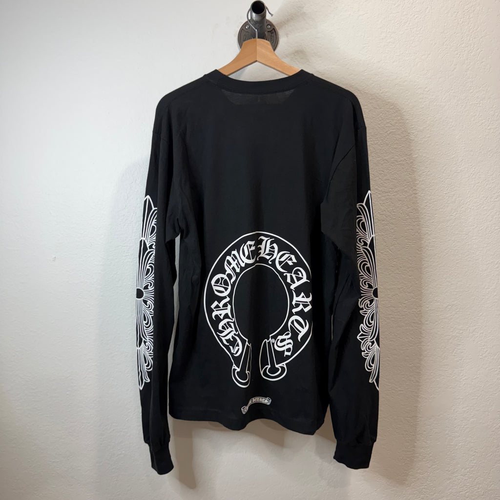 Chrome Hearts Floral Longsleeve Horseshoe Shirt Black