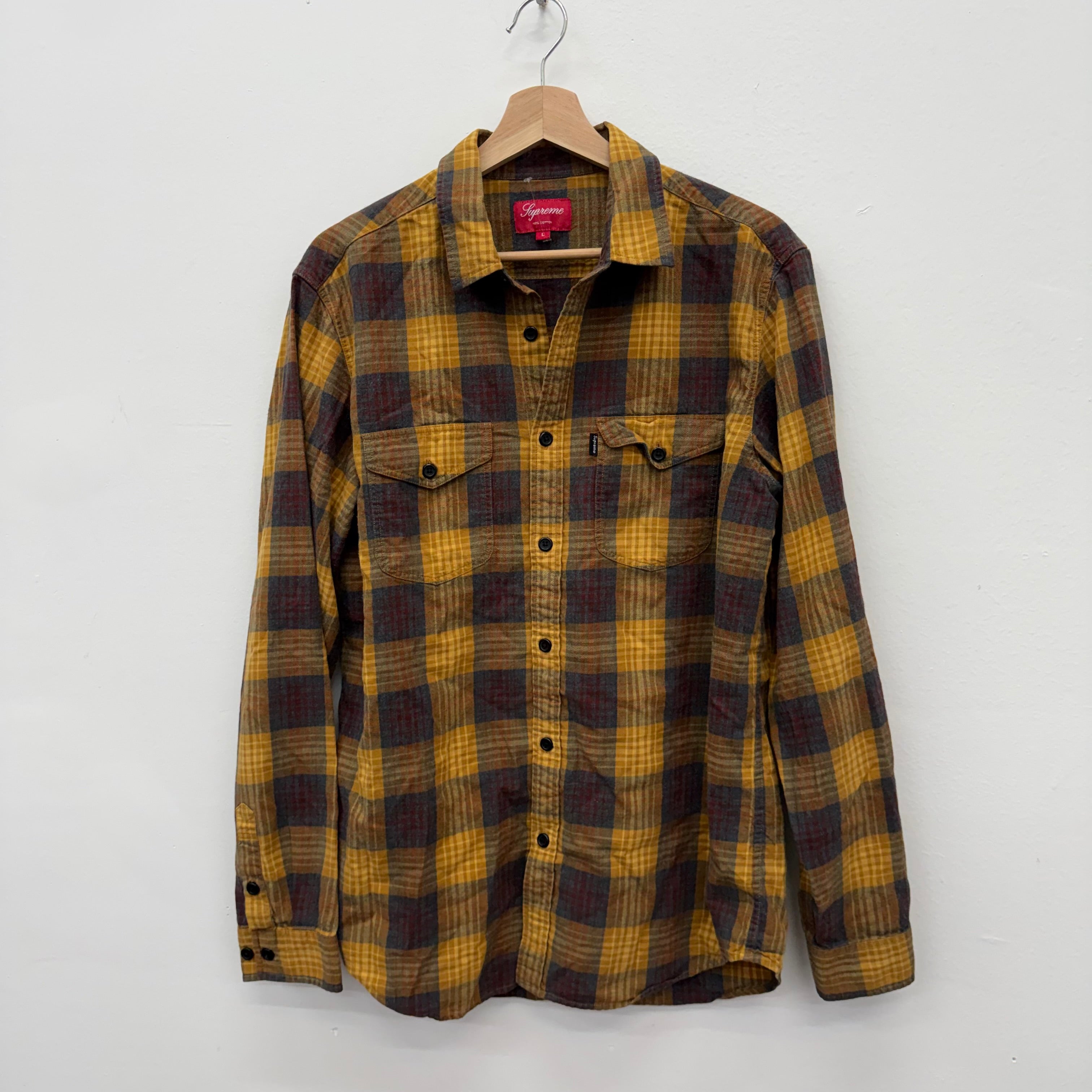 Supreme Flannel Longsleeve Shirt Yellow - Size L