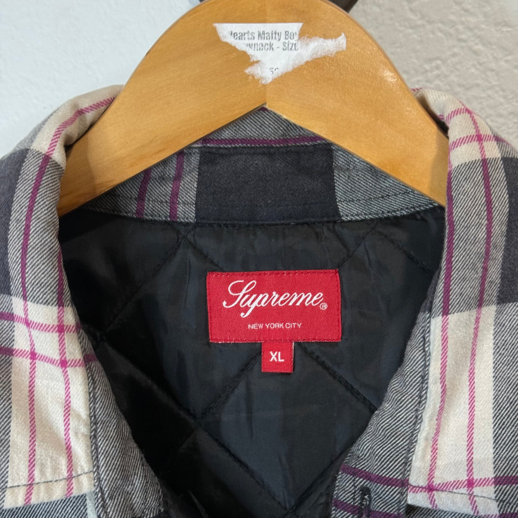 Supreme Quilted Flannel Button Up Shirt - Size XL