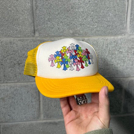 Chrome Hearts Yellow Mutli-Color Cross Trucker Hat