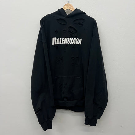 Balenciaga Holes Logo Hoodie - Size M