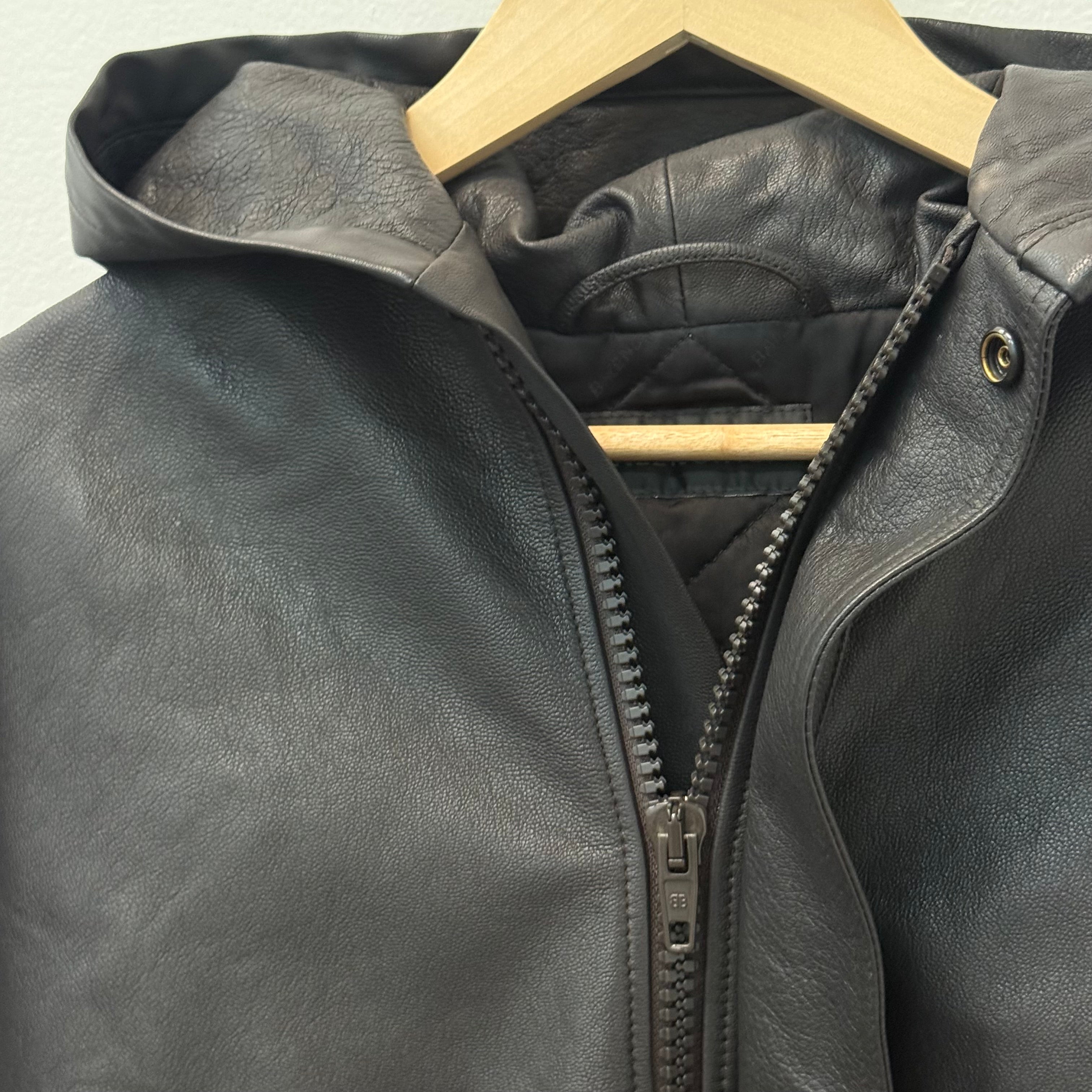 Balenciaga Sporty B Leather Taxi Blouson Hooded Jacket - Size 44 (L)
