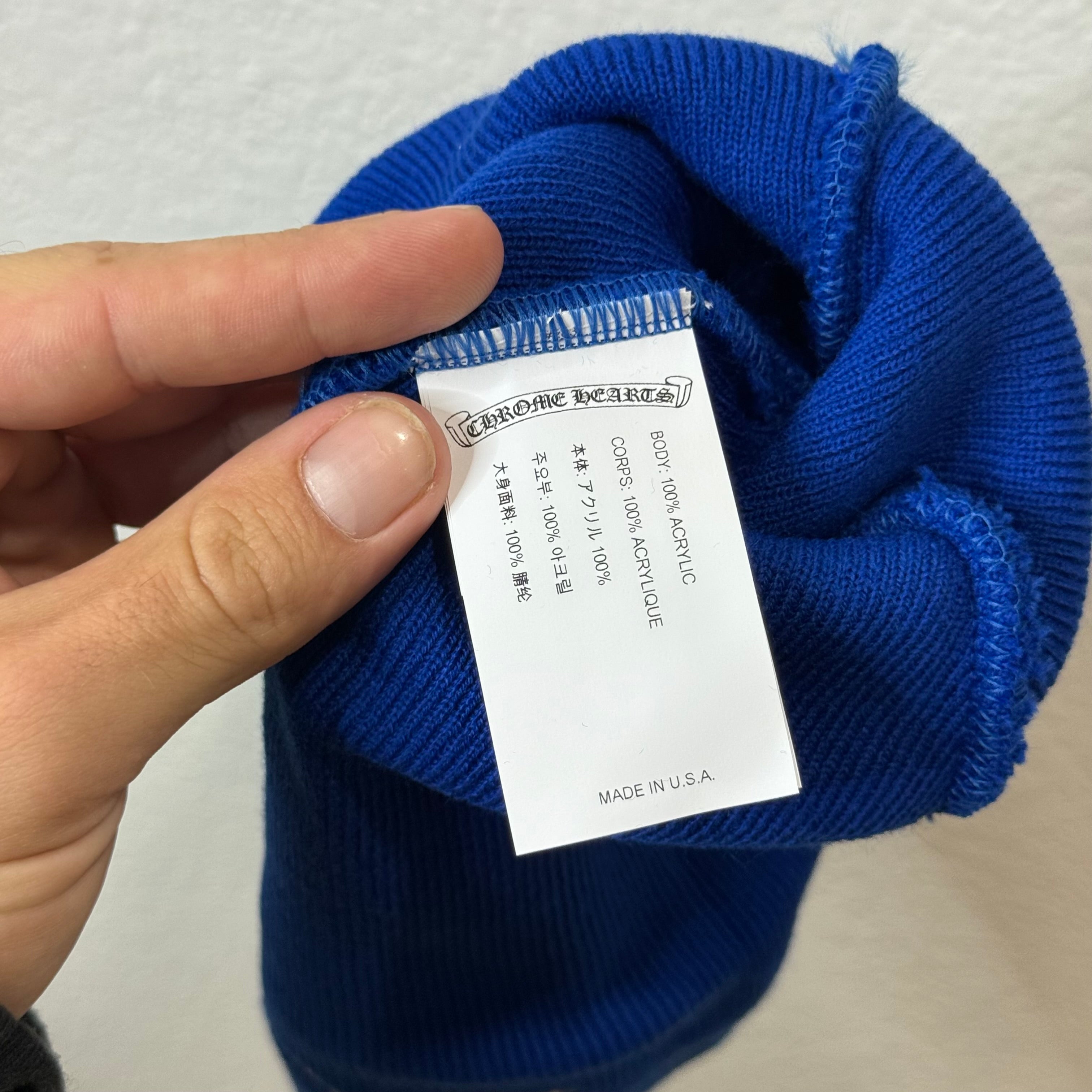 Chrome Hearts Blue CH Embroidery Beanie
