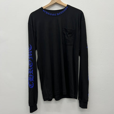 Chrome Hearts Blue Collar Longsleeve Script T-Shirt - Size L NEW