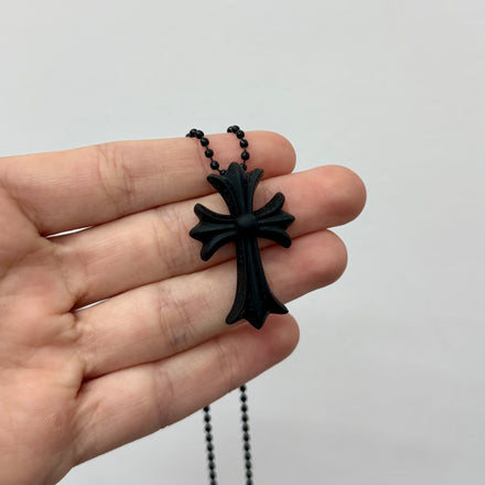 Chrome Hearts Black Cross Silicone Pendant Necklace