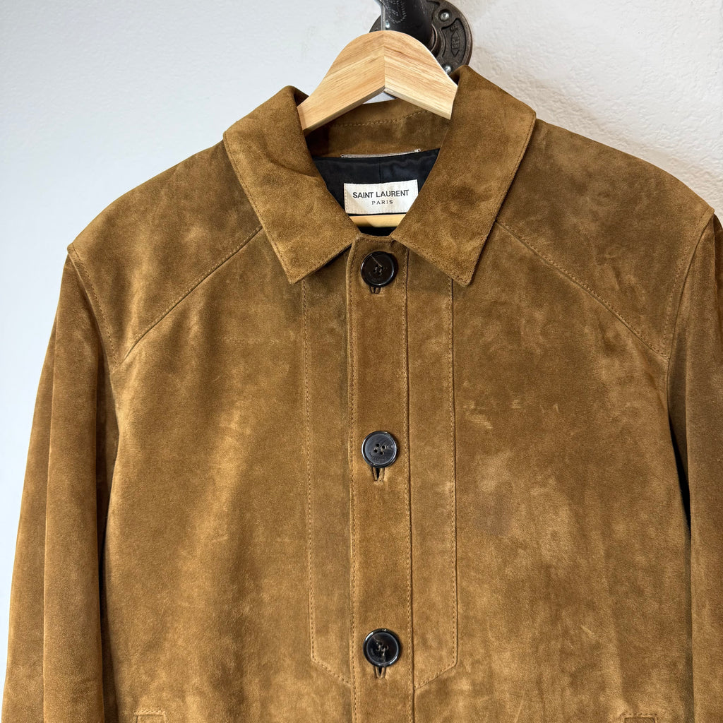 Saint Laurent Suede Cashmere Brown Button Jacket - Size 52 (Fits M)