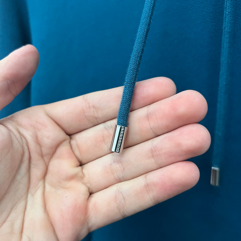 Burberry Blue Embroidered Hoodie - Size M