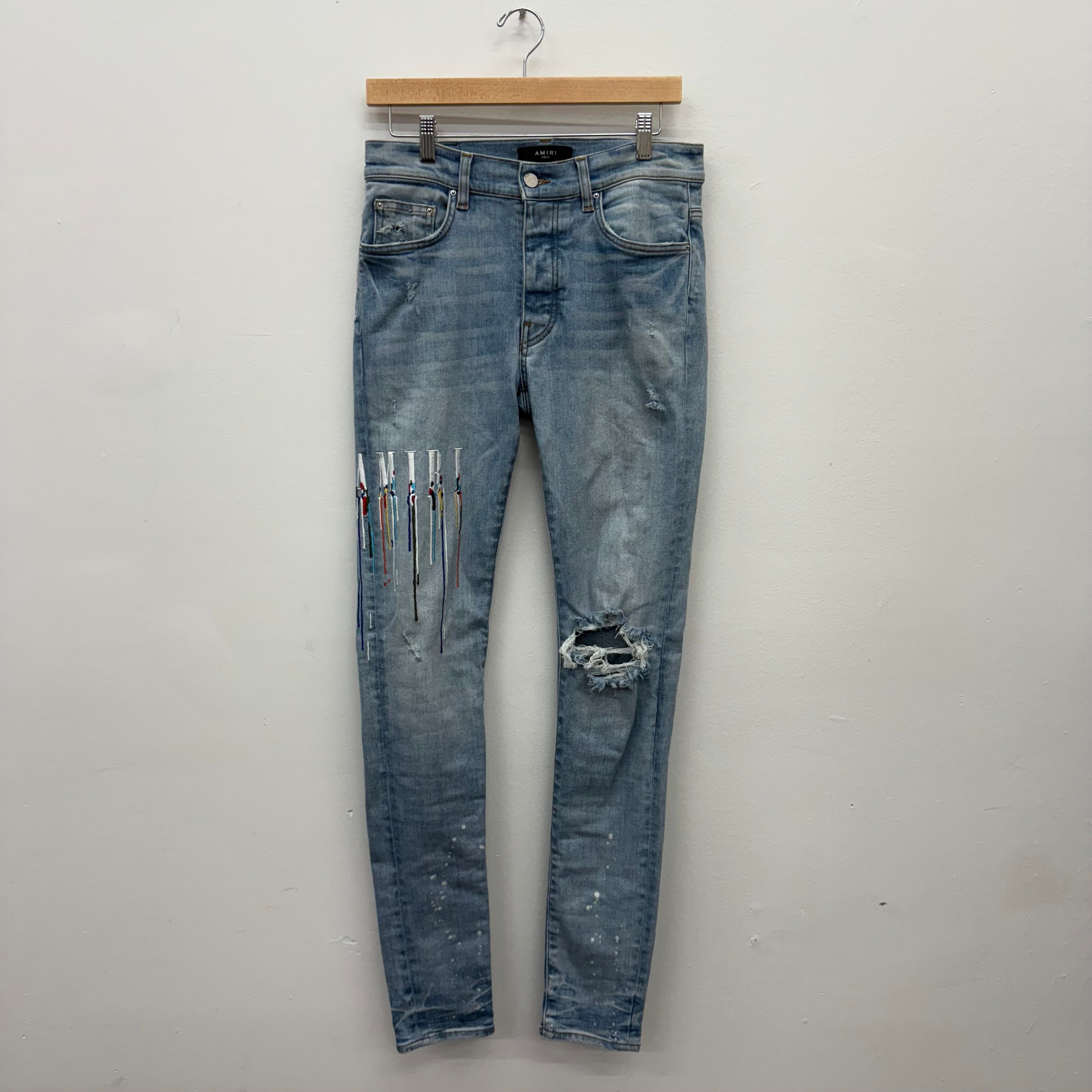 Amiri Paint Drip Logo Denim Jeans - Size 31