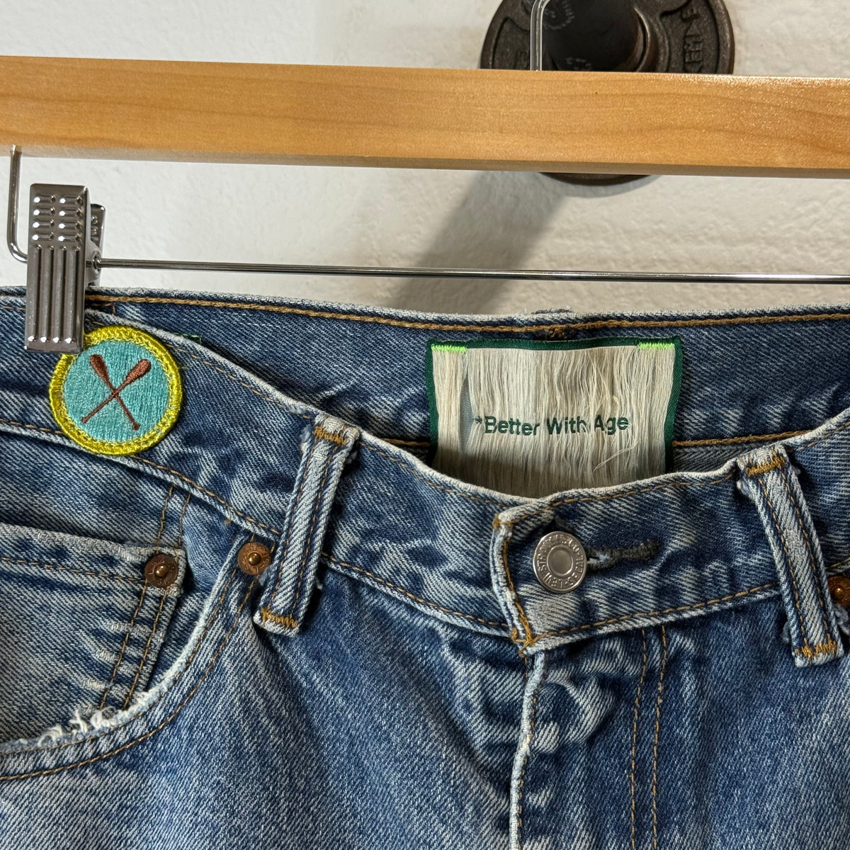 Better With Age Patch Work Denim Shorts - Size 36