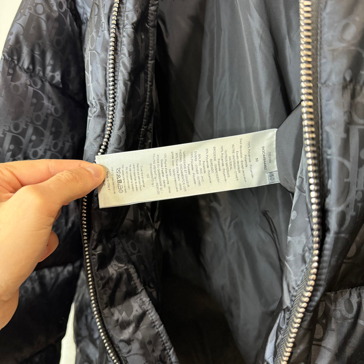 Dior Oblique Monogram Puffer Jacket Navy - Size 50 (L)