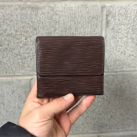 Vintage Louis Vuitton Leather Bi-Fold Coin Wallet Dark Brown