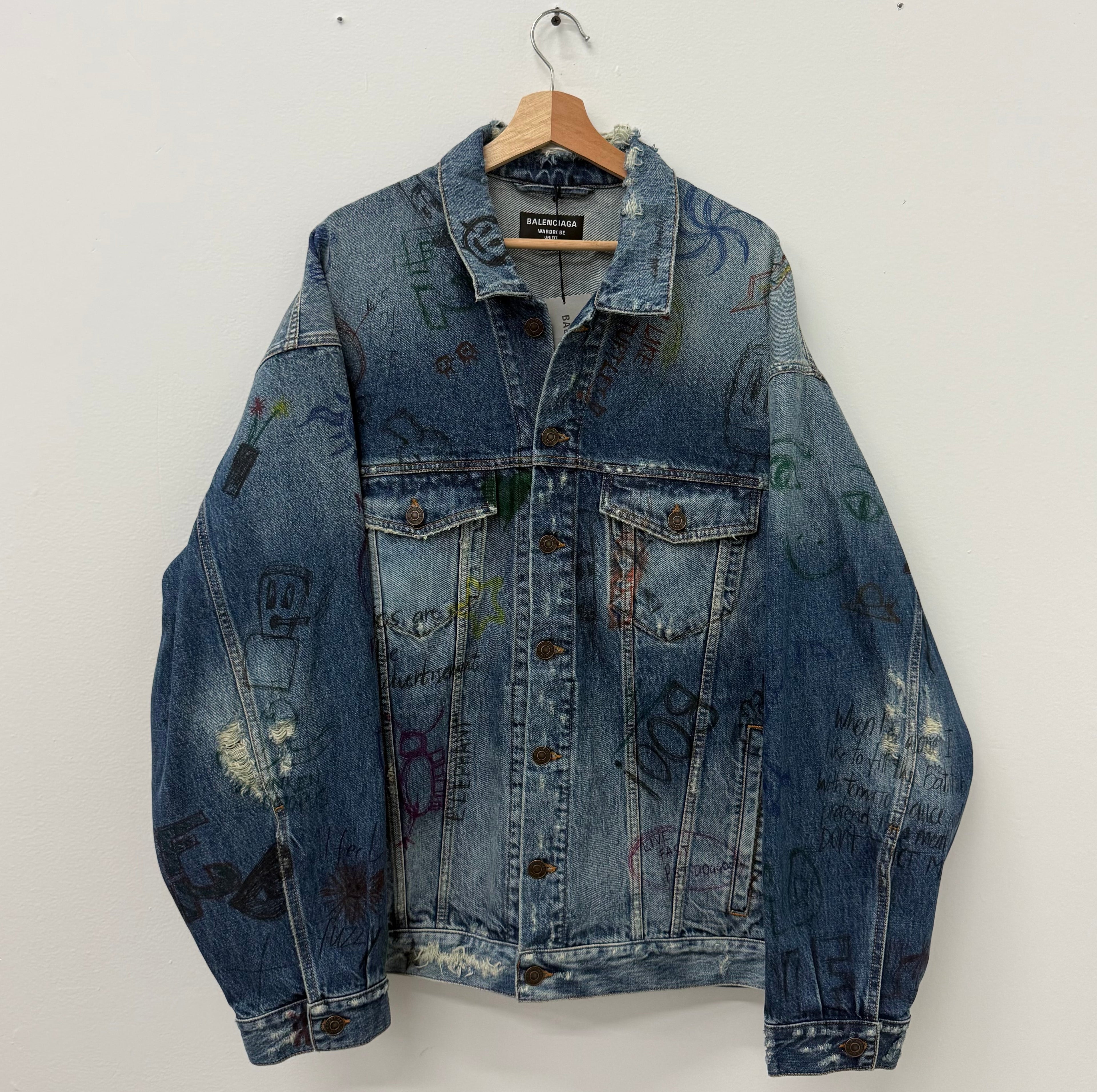 Balenciaga Denim Graffiti Jacket - Size L/XL (2)