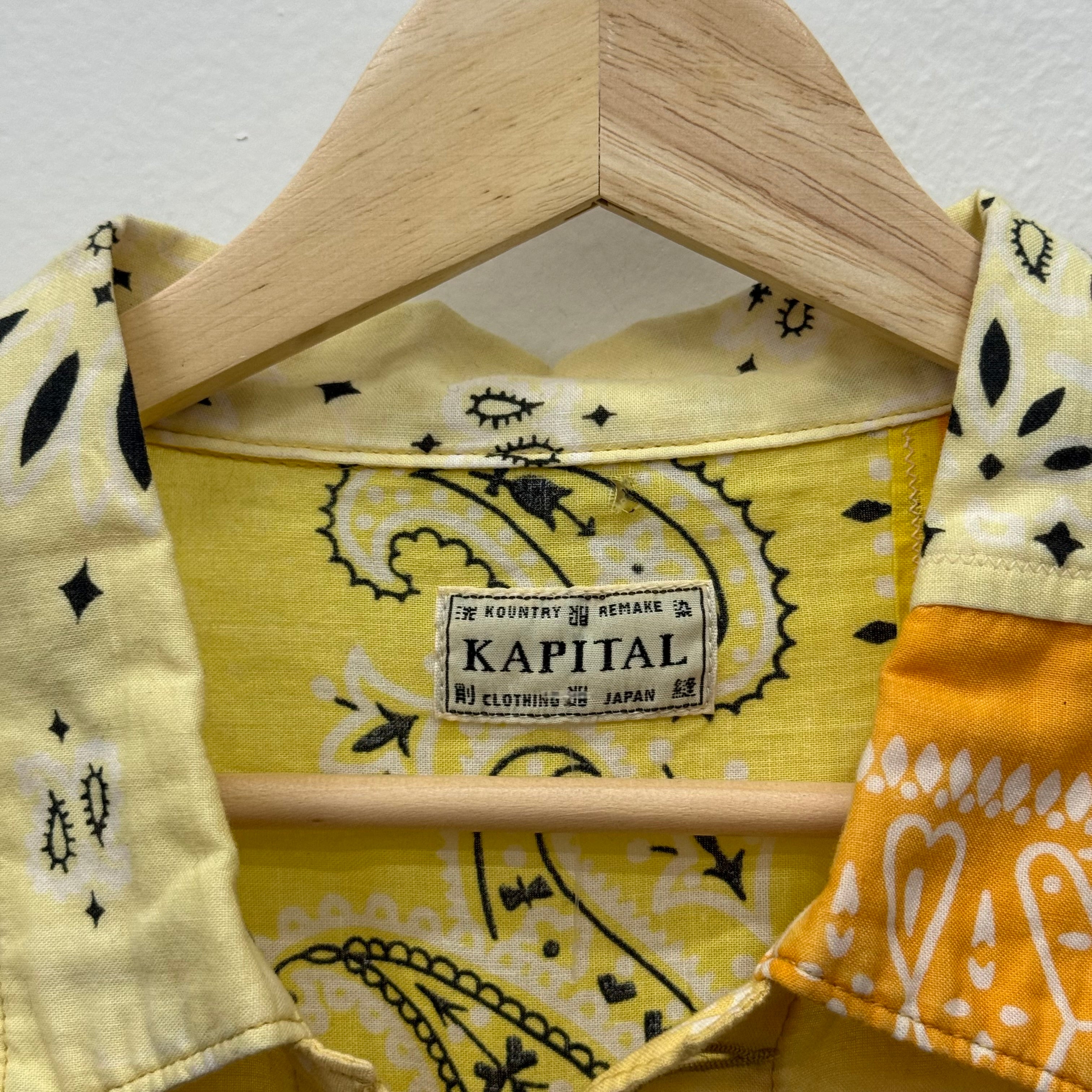Kapital Kountry Kimono Bandana Shirt Yellow - Size M/L
