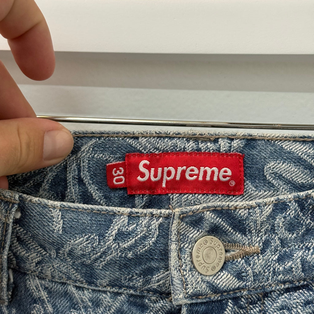 Supreme Script Jacquard Double Knee Denim Jeans - Size 30