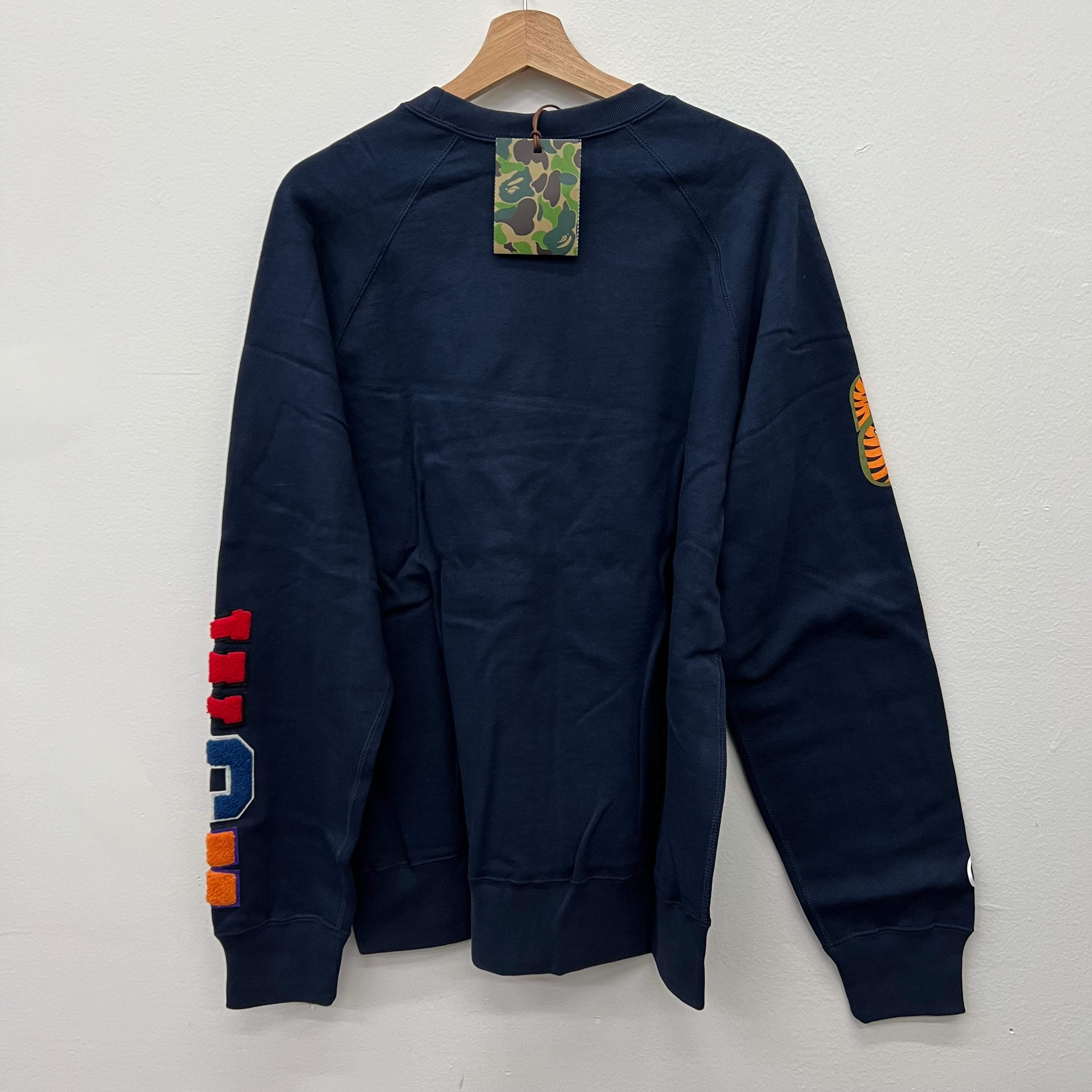 BAPE Navy Shark Crewneck - Size XL