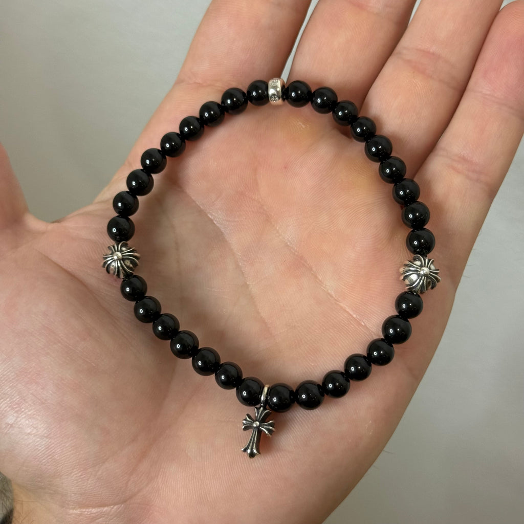 Chrome Hearts Onyx Bead Bracelet Black with Baby Fat