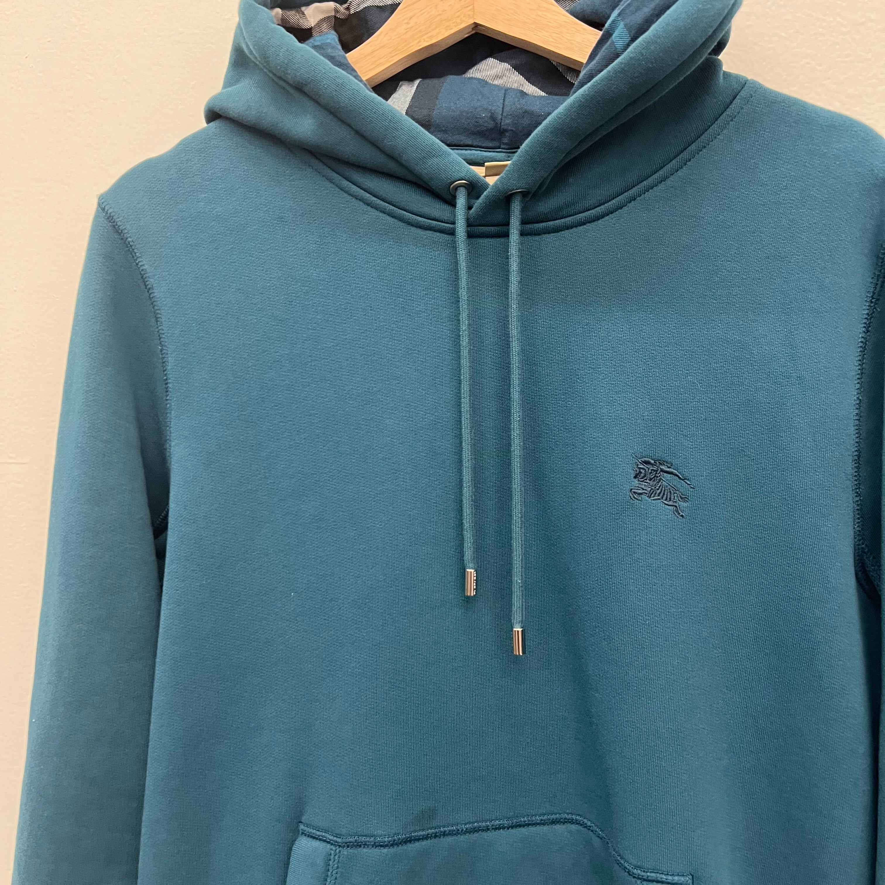 Burberry Blue Embroidered Hoodie - Size M