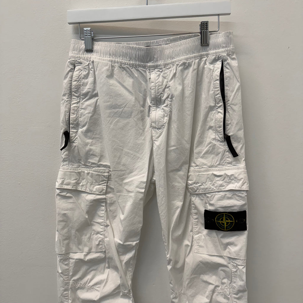 Stone Island White Cargo Jogger Sweatpants - Size 30
