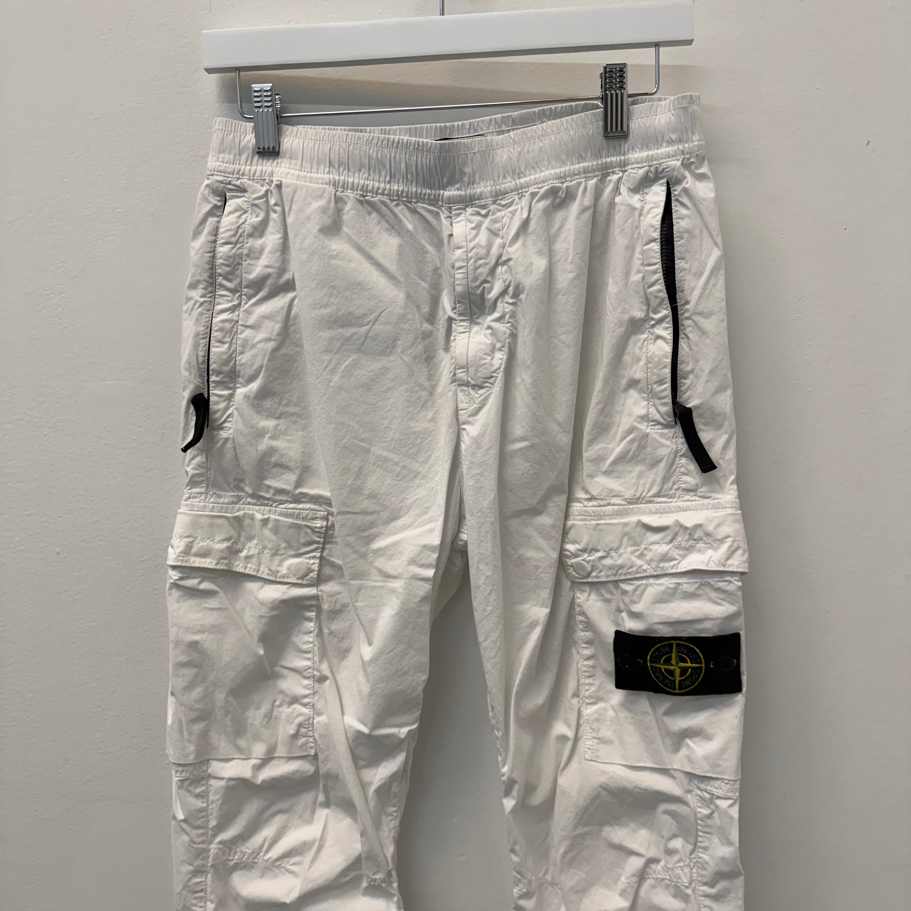 Stone Island White Cargo Jogger Sweatpants - Size 30