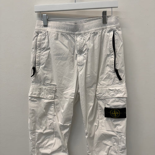 Stone Island White Cargo Jogger Sweatpants - Size 30