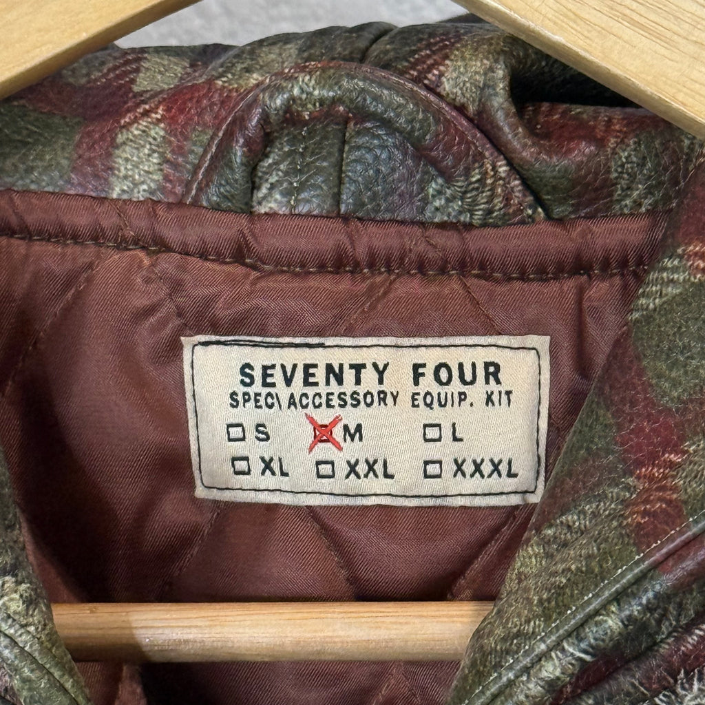 74 is War Leather Plaid Zip Jacket - Size M