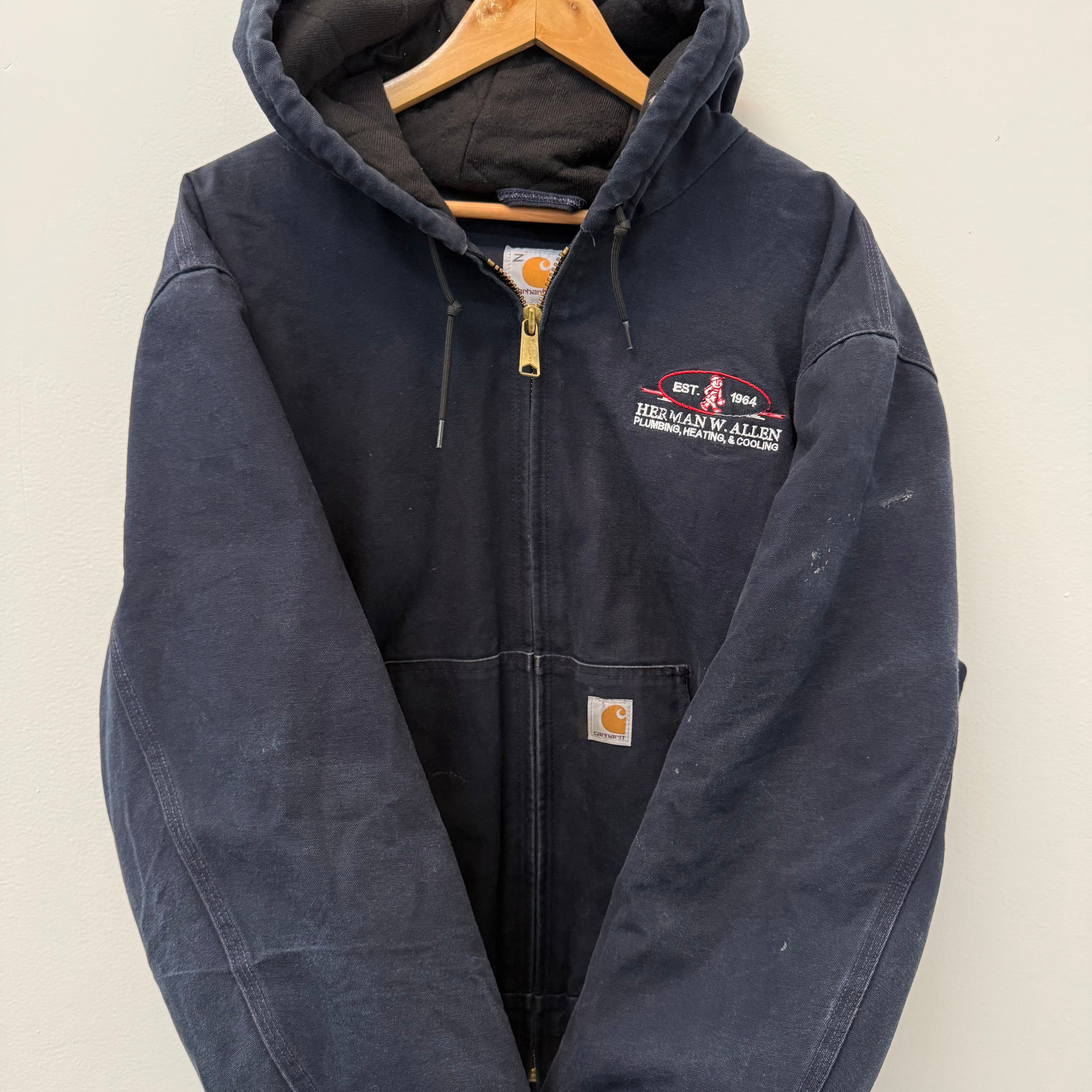 Carhartt Vintage Logo Work Zip Hooded Jacket - Size XL