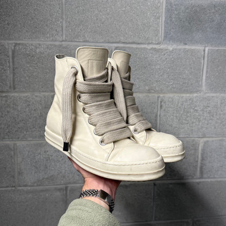 Rick Owens White Jumbo Lace Sneakers - Size 43 (10)