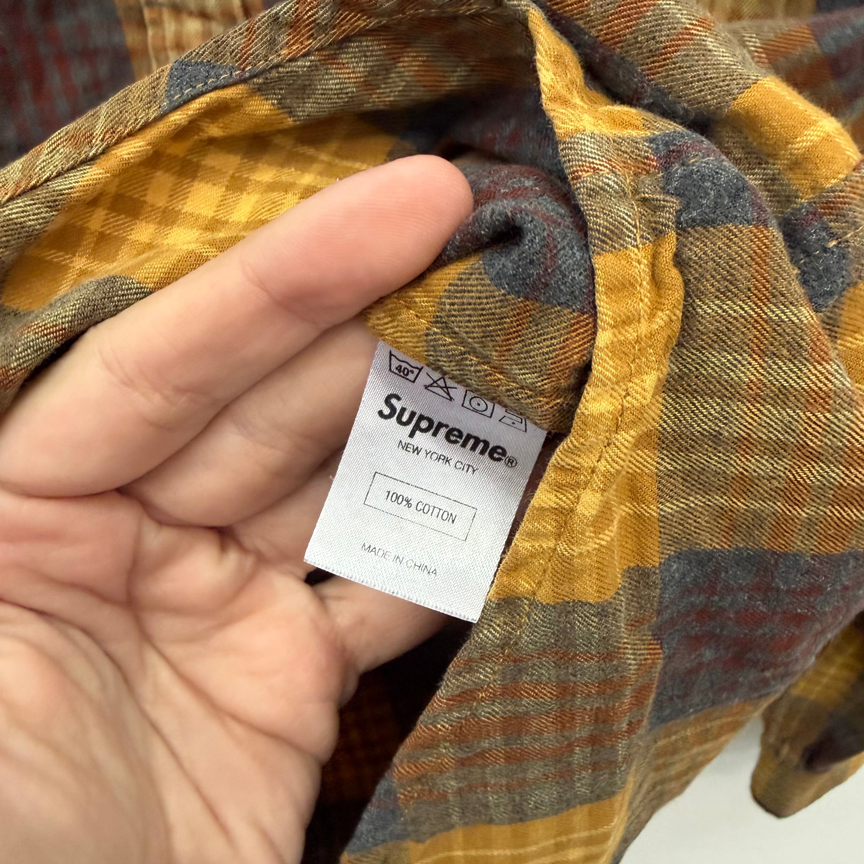 Supreme Flannel Longsleeve Shirt Yellow - Size L