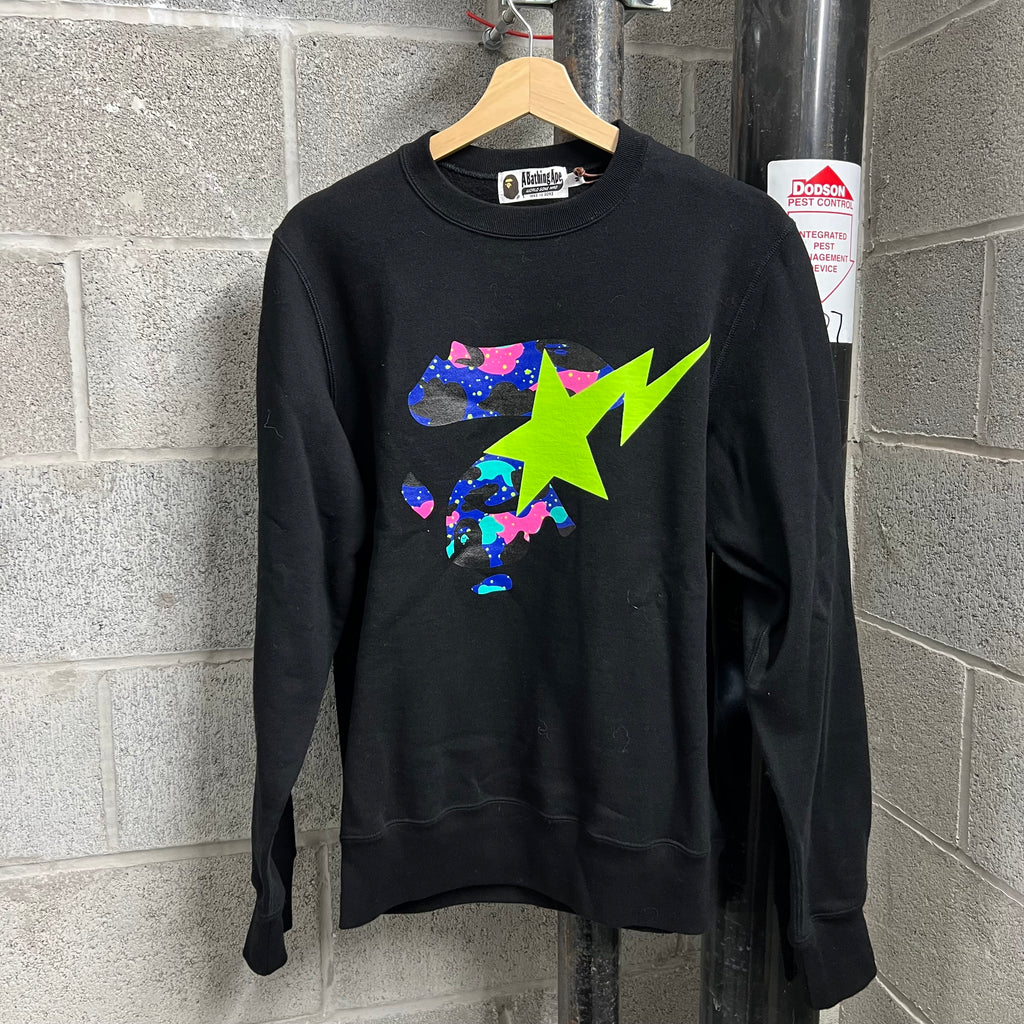 Bape x Kid Cudi Black Sta Logo Crewneck - Size M