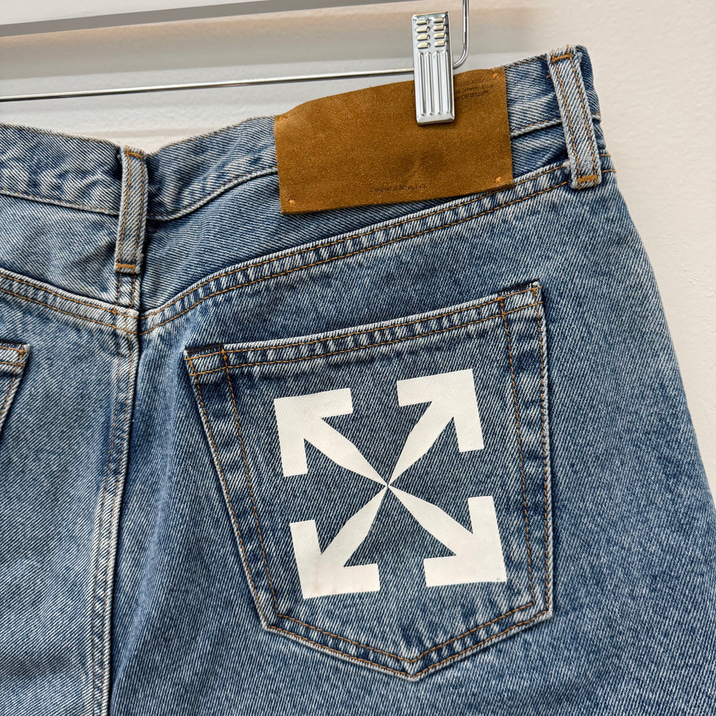 Off White Single Half Arrow Denim Shorts - Size 32