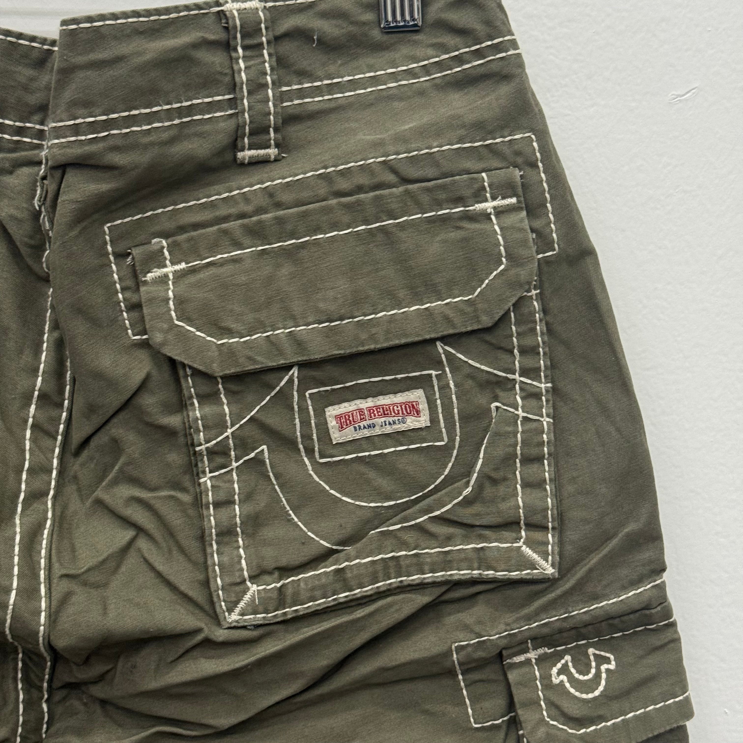 True Religion Olive Cargo Shorts - Size 30