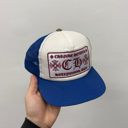 Chrome Hearts Blue Hollywood CH Trucker Hat