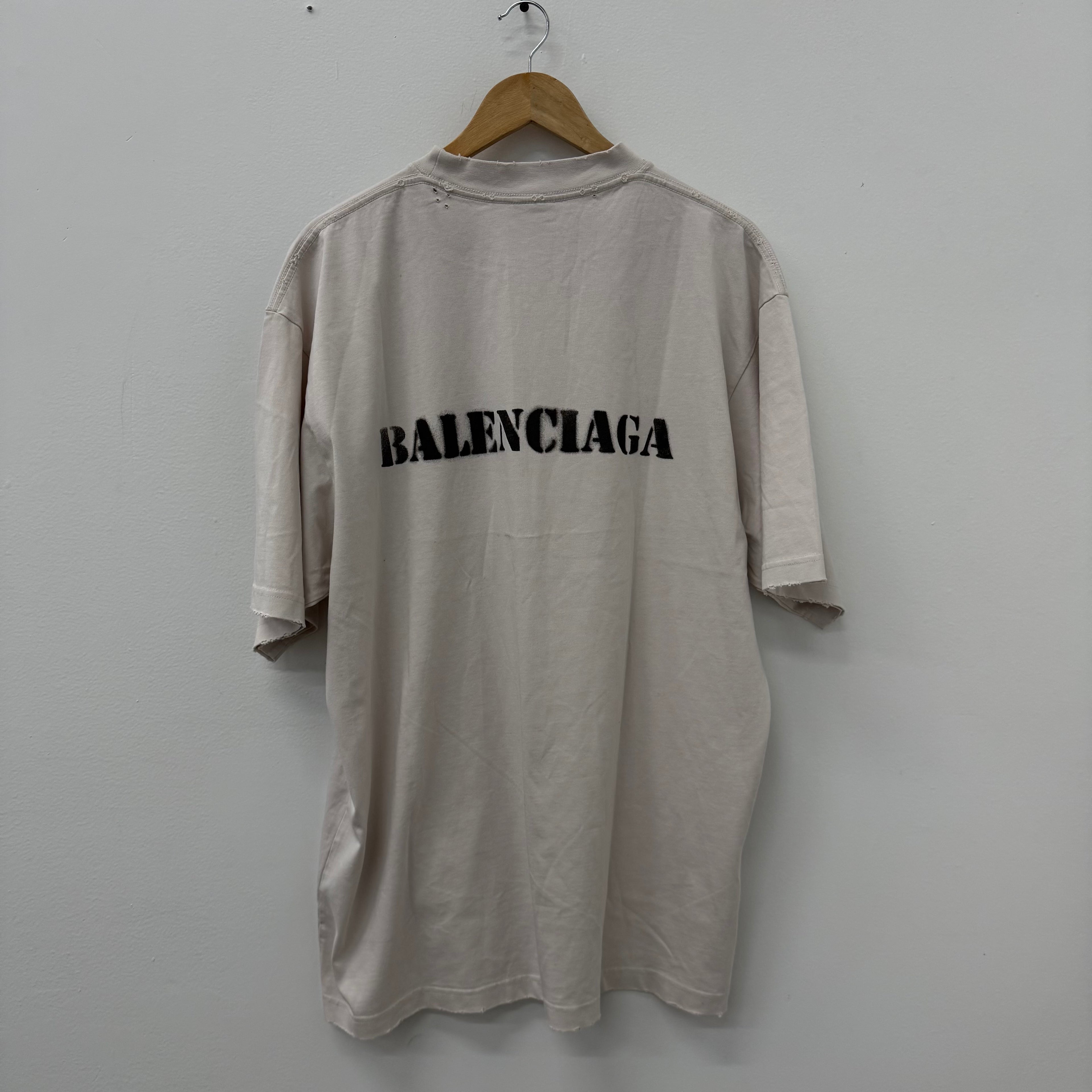 Balenciaga Stencil Logo Shirt White - Size L