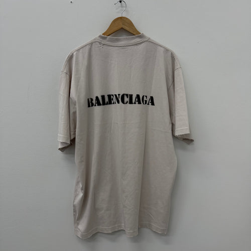 Balenciaga Stencil Logo Shirt White - Size L