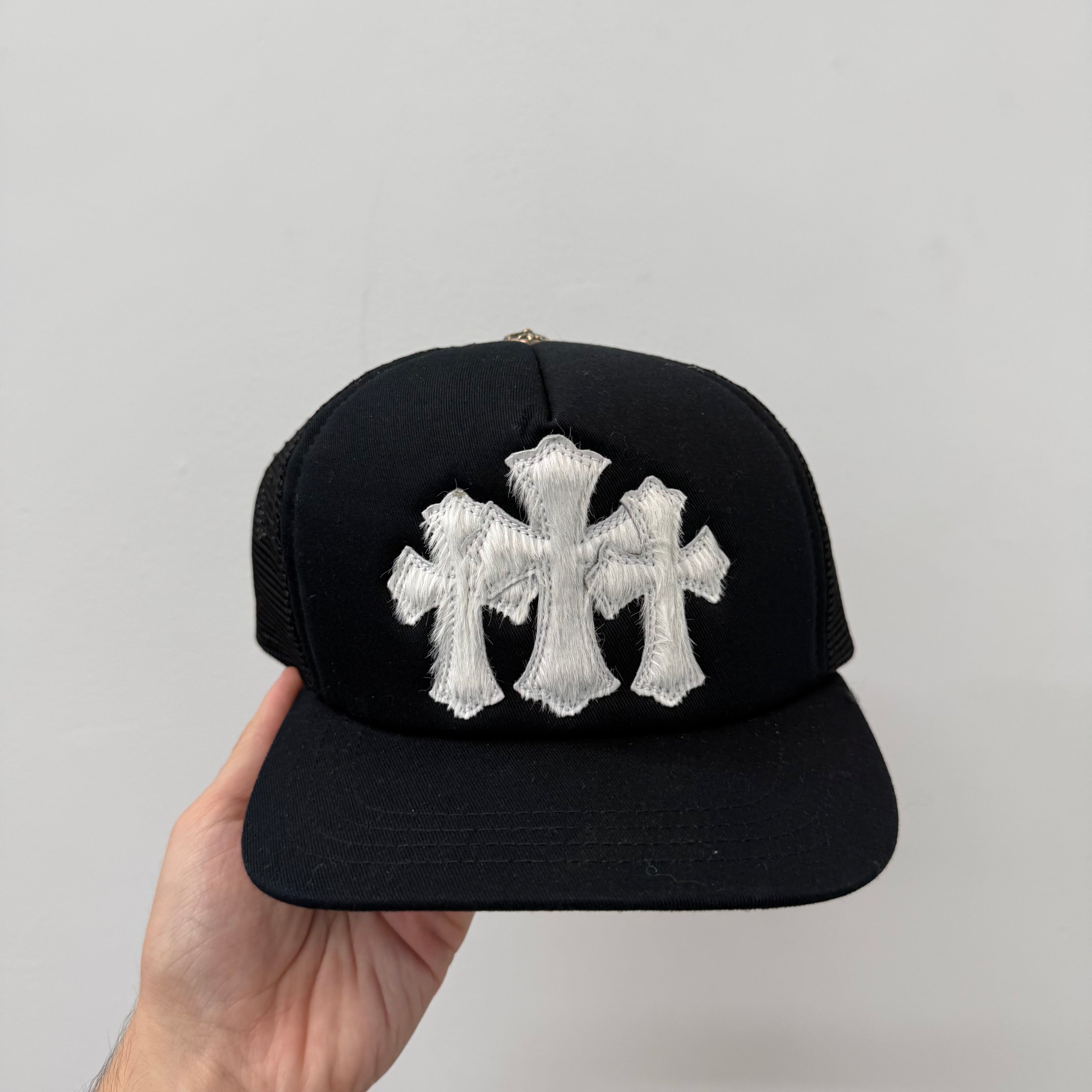 Chrome Hearts Triple Cross Pony Hair Patch Trucker Hat