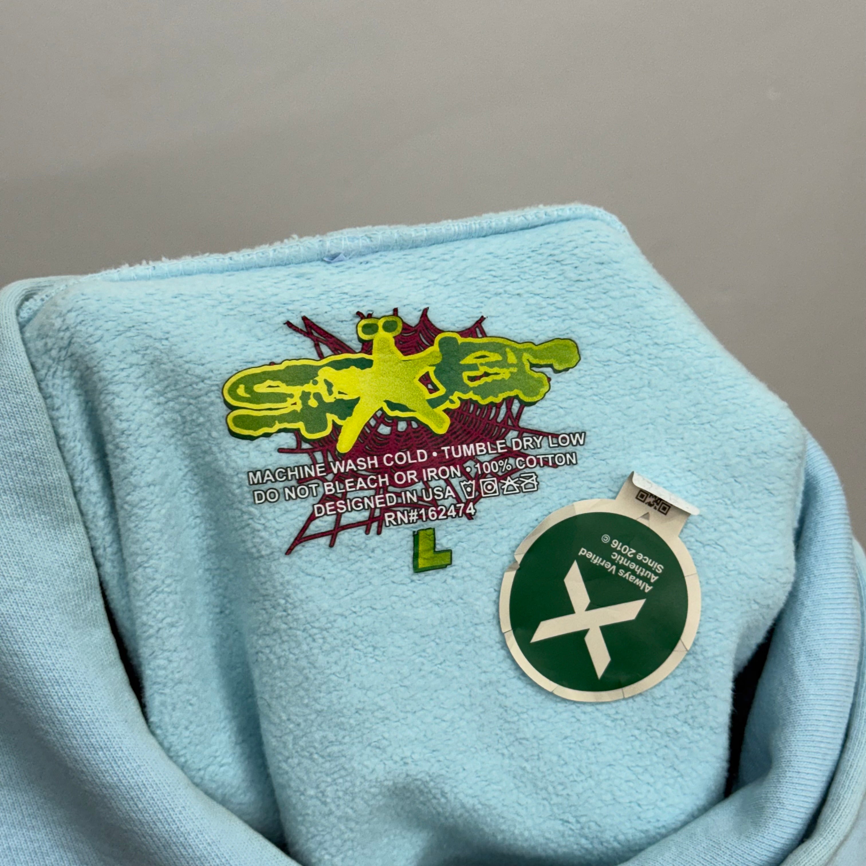 Spider Worldwide Sky Blue Web Hoodie - Size L