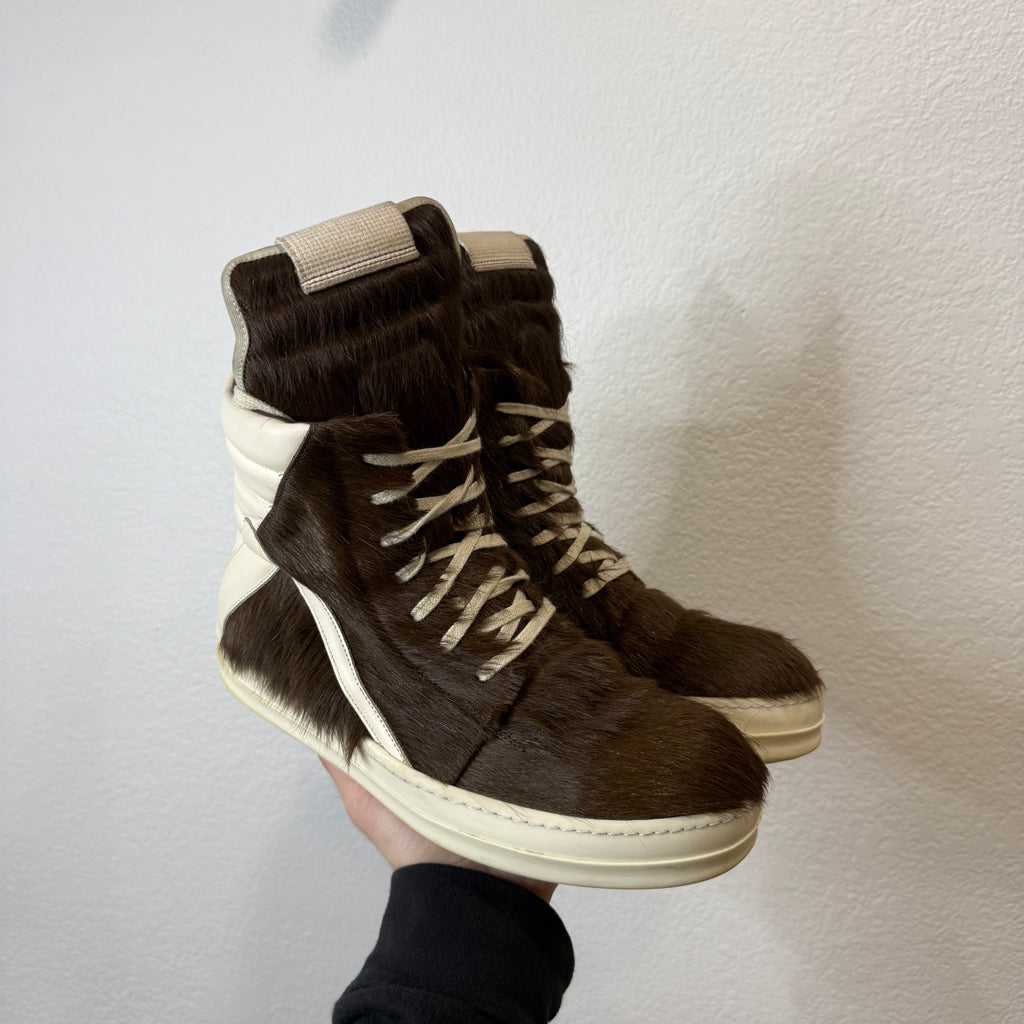 Rick Owens Brown Fur Pony Hair Geobasket - Size 40.5 (7.5)