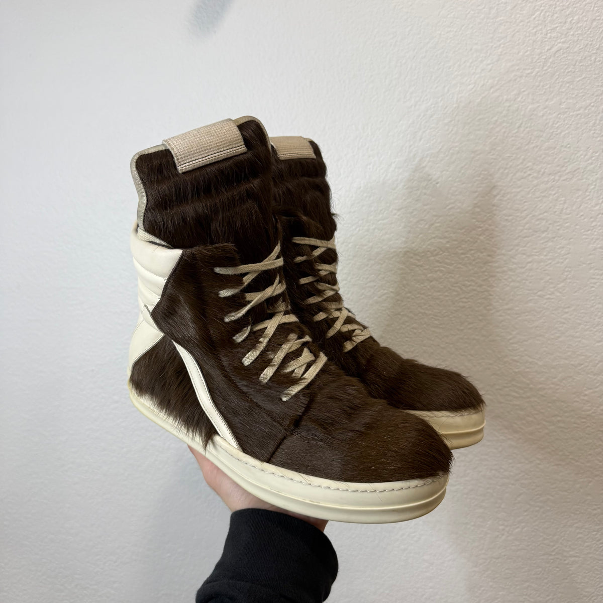 Rick Owens Brown Fur Pony Hair Geobasket - Size 40.5 (7.5)