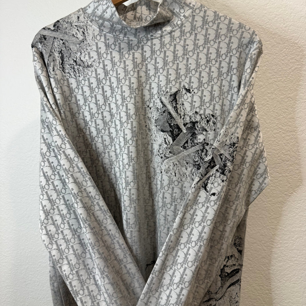 Daniel Arsham Grey Oblique Longsleeve Mockneck T-Shirt - Size S