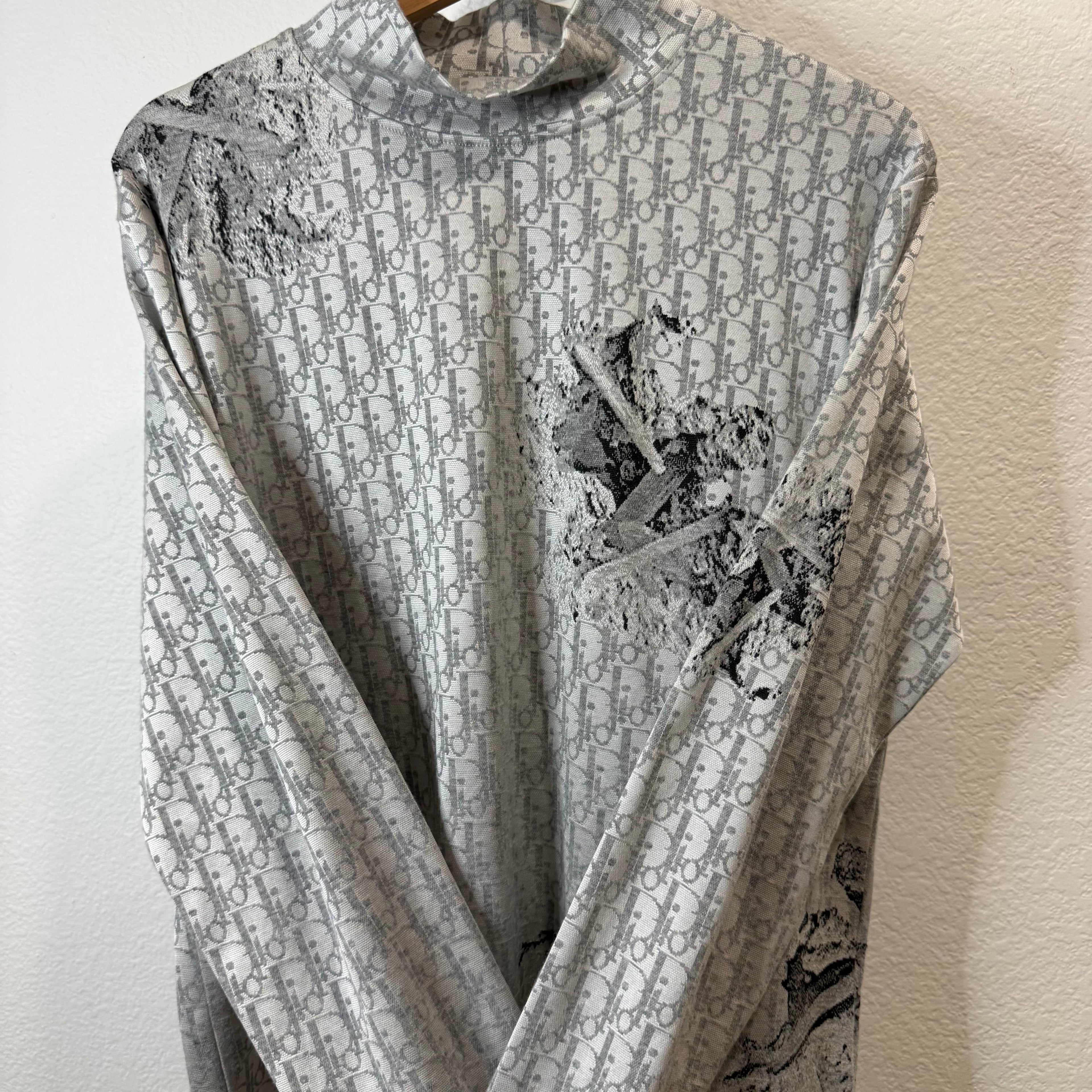 Daniel Arsham Grey Oblique Longsleeve Mockneck T-Shirt - Size S